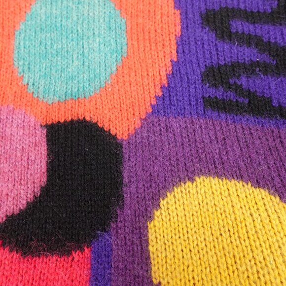 Art Deco Mohair Blend Knit Sweater Women's 12 Colorful Abstract Cardigan - Picture 8 of 11